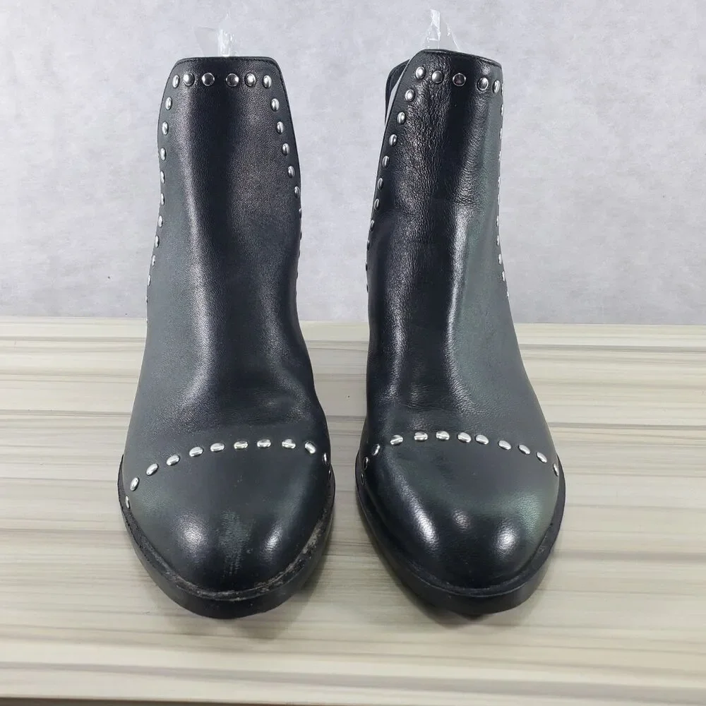 Sz 7 Steve Madden Conspire Booties Black Studs Studded Leather Ankle Boots